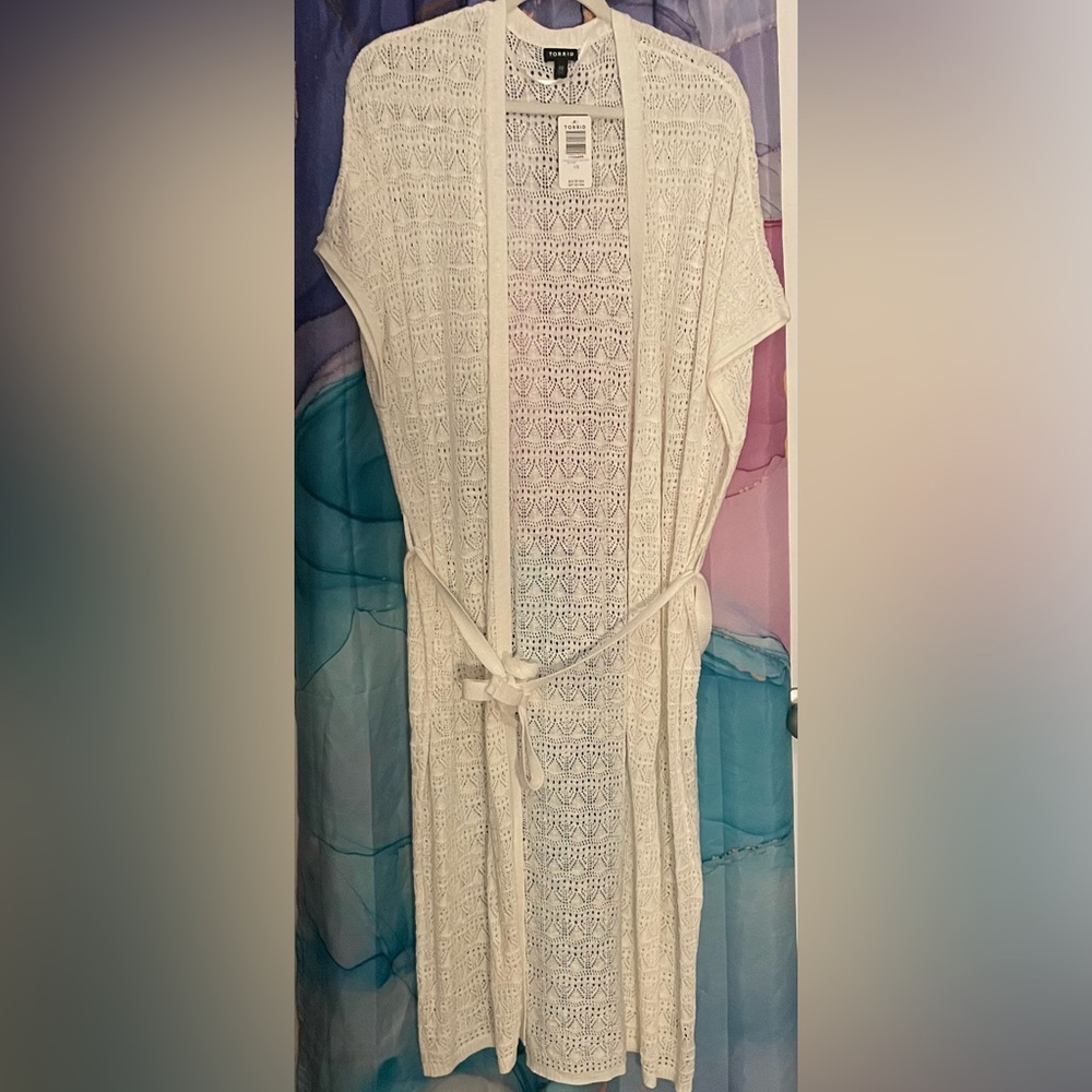 Crochet duster with belt